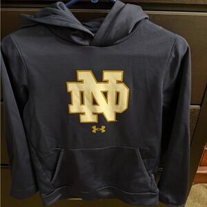 Under Armour Navy Hoodie with Gold Notre Dame Logo youth Medium